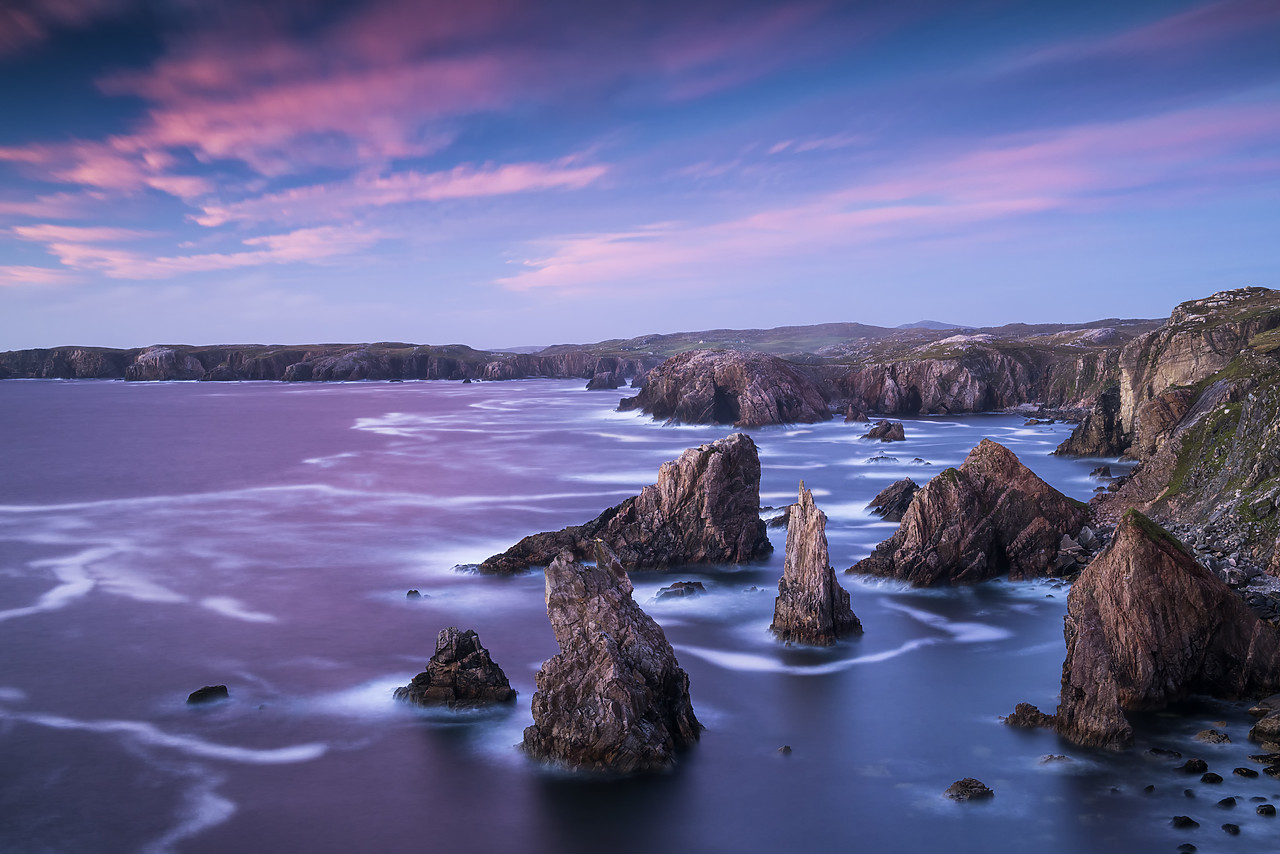#160500-1 - Mangersta Sea Stacks at Sunset, Isle of Lewis, Outer Hebrides, Scotland