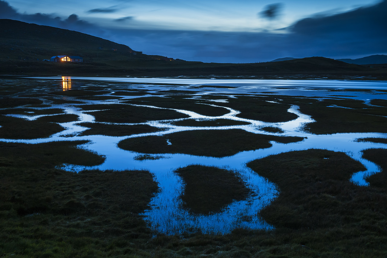 #160515-1 - Illuminated House Overlooking Salt Marsh, Isle of Harris, Outer Hebrides, Scotland