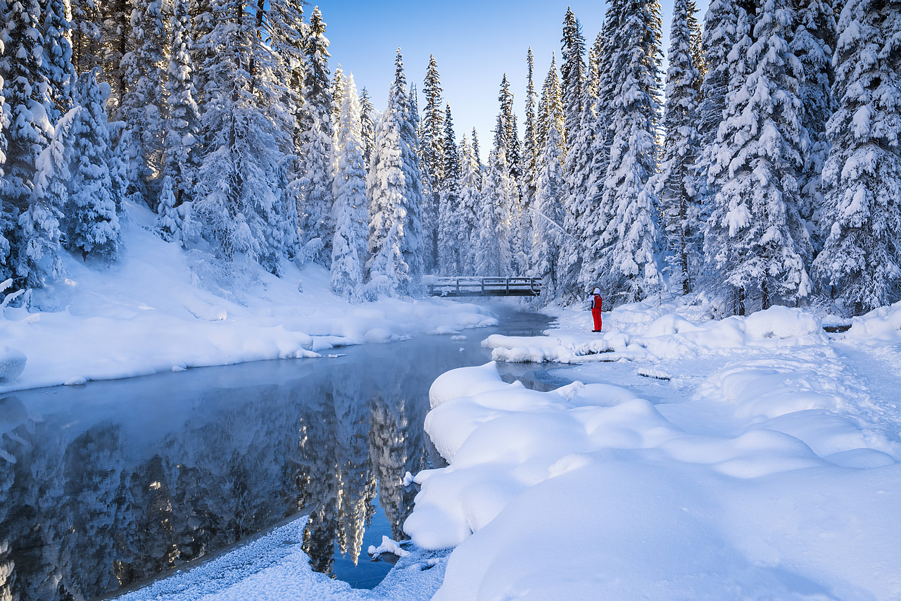 #170009-1 - Woman in Winter Landscape, Emerald Lake, Yoho National Park, British Columbia, Canada