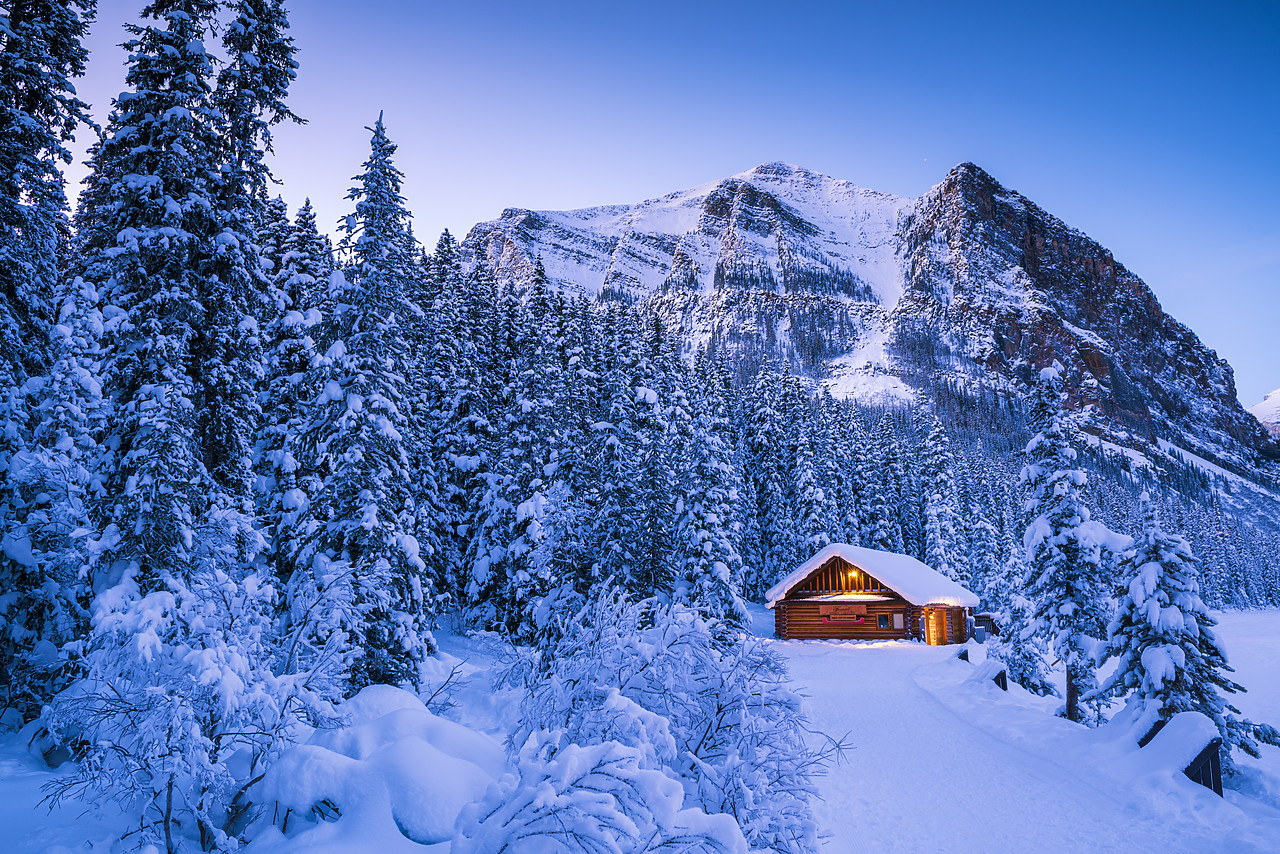 #170016-1 - Cabin in Winter, Lake Louise, Banff National  Park, Alberta, Canada