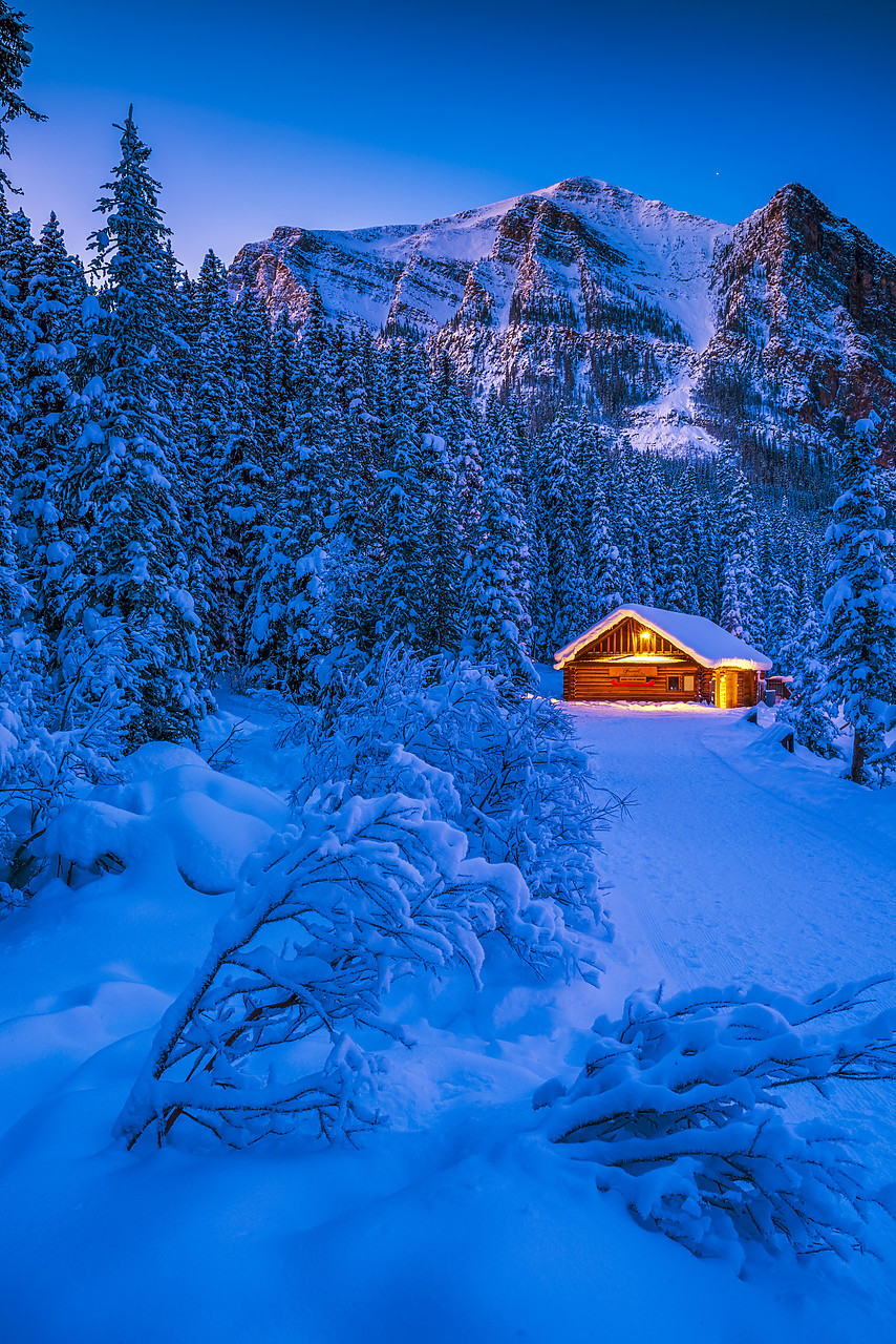 #170016-2 - Cabin in Winter, Lake Louise, Banff National  Park, Alberta, Canada