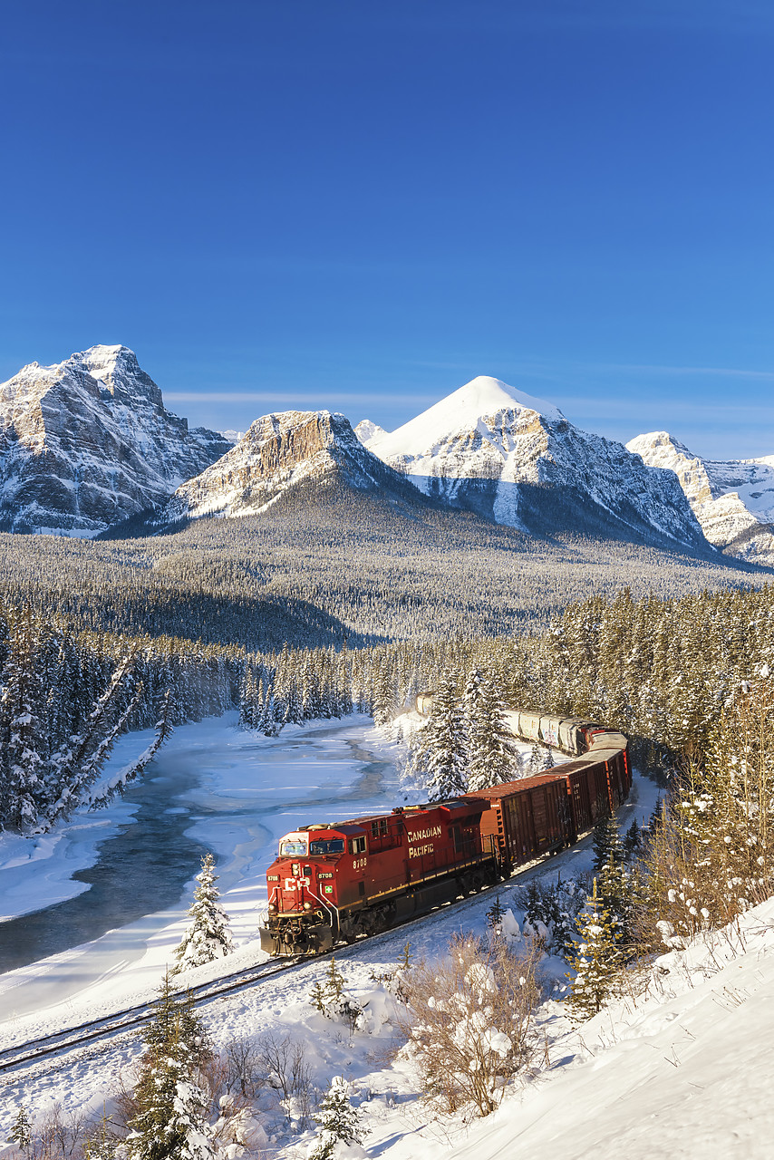 #170021-1 - Canadian Pacific Train in Winter, Morant's Curve, Banff National  Park, Alberta, Canada