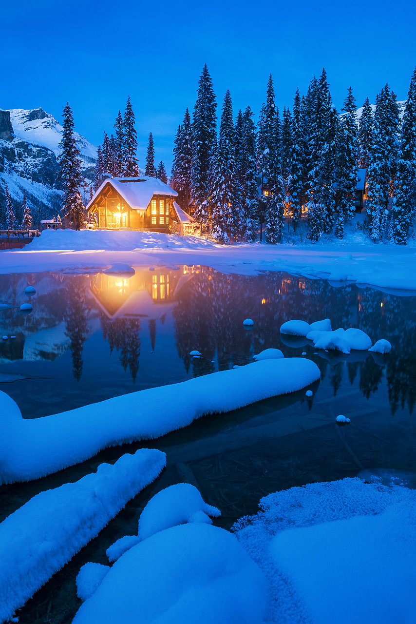 #170029-2 - Chalet Reflections at Twilight, Emerald Lake, Yoho National Park, British Columbia, Canada