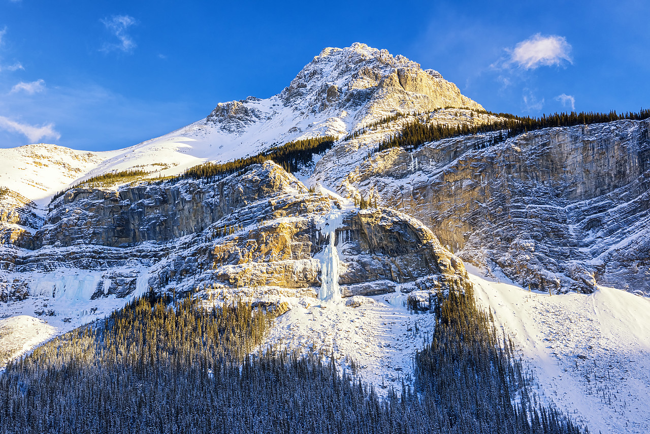 #170036-1 - Frozen Stanley Falls & Sunwapta Peak, Jasper National Park, Alberta, Canada