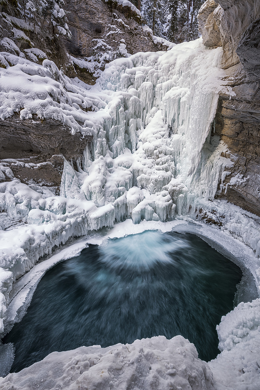 #170061-1 - Lower Johnston Canyon Falls in Winter, Banff National Park, Alberta, Canada