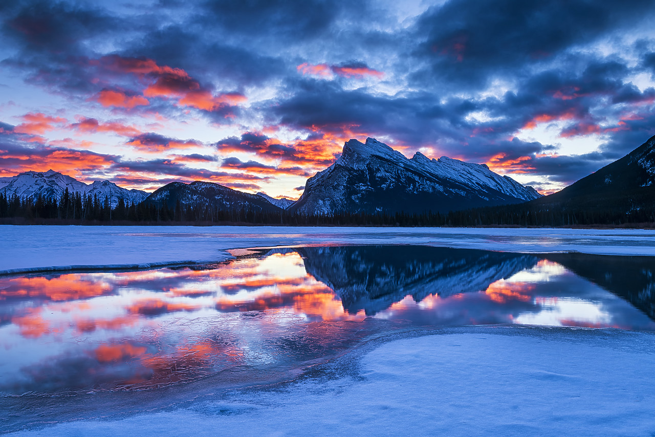 #170064-1 - Mt. Rundle Reflecting in Vermillion Lakes at Sunrise, Banff National Park, Alberta, Canada
