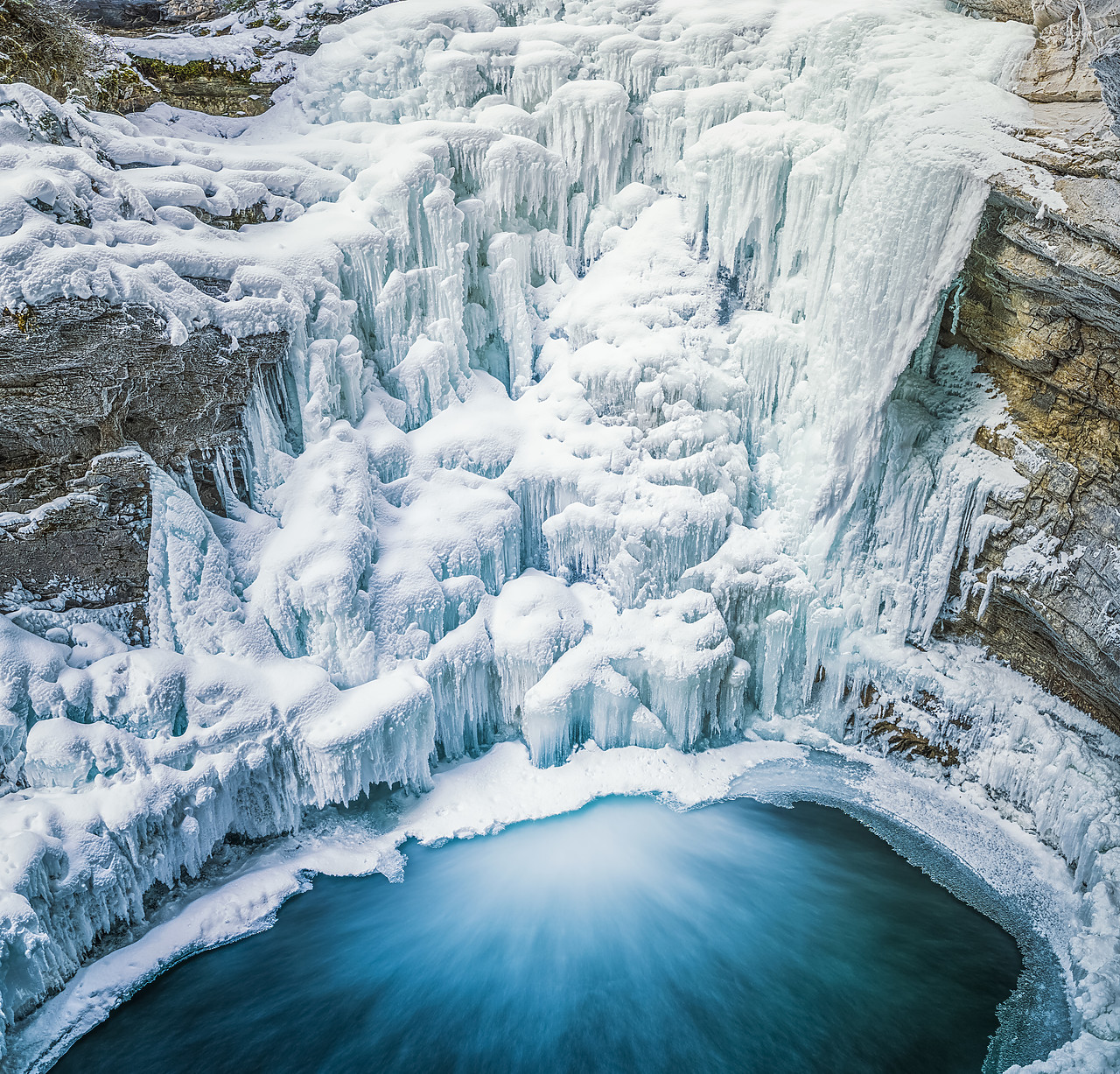 #170070-1 - Frozen Lower Johnston Canyon Falls in Winter, Banff National Park, Alberta, Canada