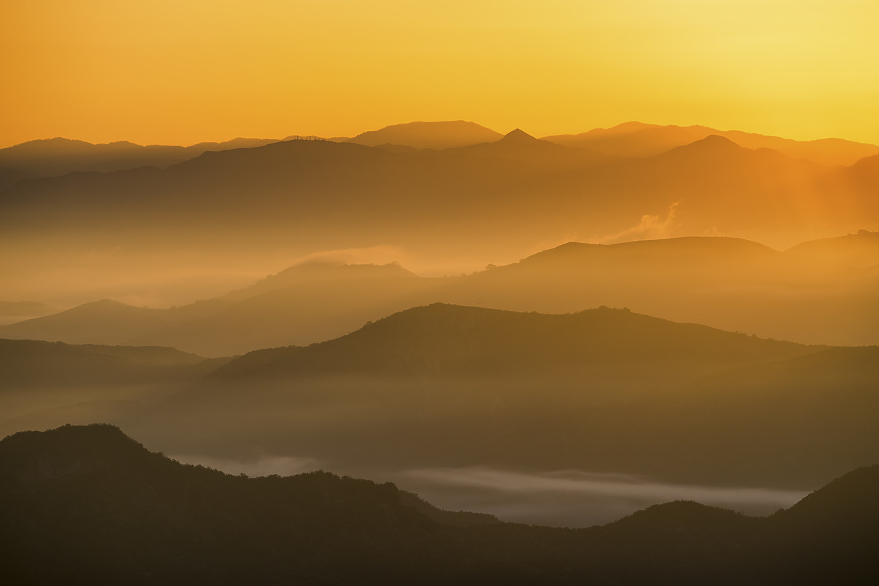 #170158-1 - Sunrise over Misty Santa Monica Mountains, California, USA