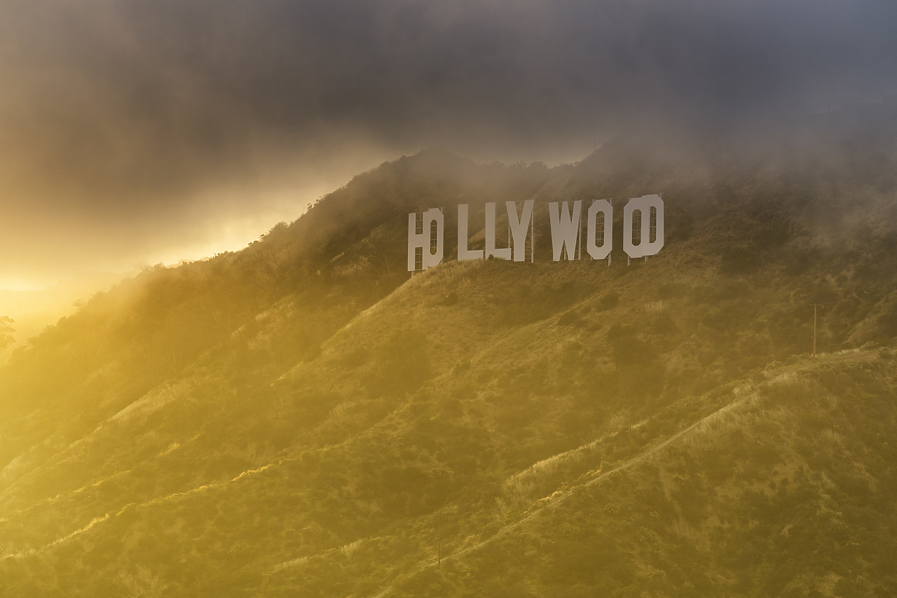 #170164-1 - Dramatic Light on Hollywood Sign, Los Angeles California, USA