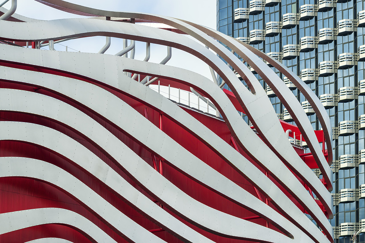 #170201-1 - Modern Architecture Detail, Peterson Automotive Museum Building, Los Angeles, CA, USA