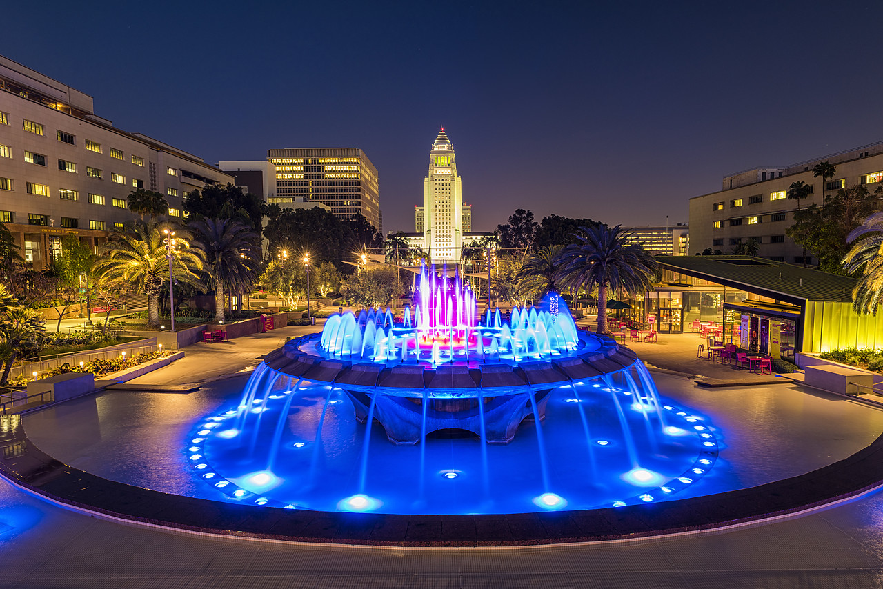 #170226-1 - City Hall as seen from Grand Park at Night, Los Angeles, California, USA