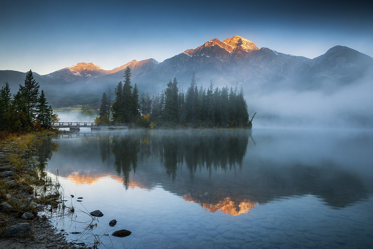 #170365-1 - Mist on Pyramid Lake, Jasper National Park, Alberta, Canada