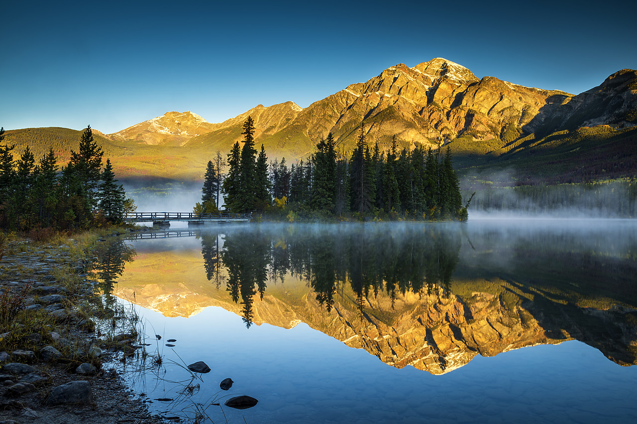 #170366-1 - Mist on Pyramid Lake, Jasper National Park, Alberta, Canada