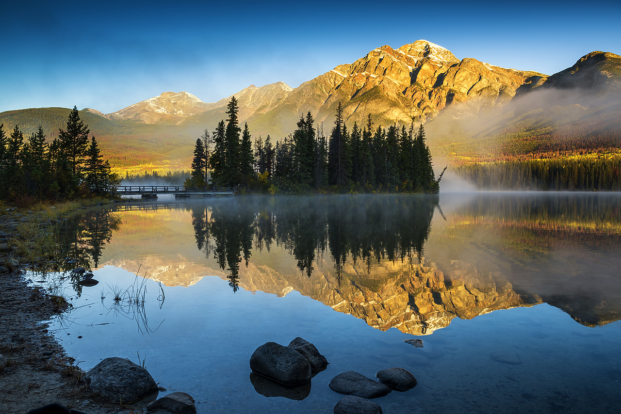 #170367-1 - Mist on Pyramid Lake, Jasper National Park, Alberta, Canada