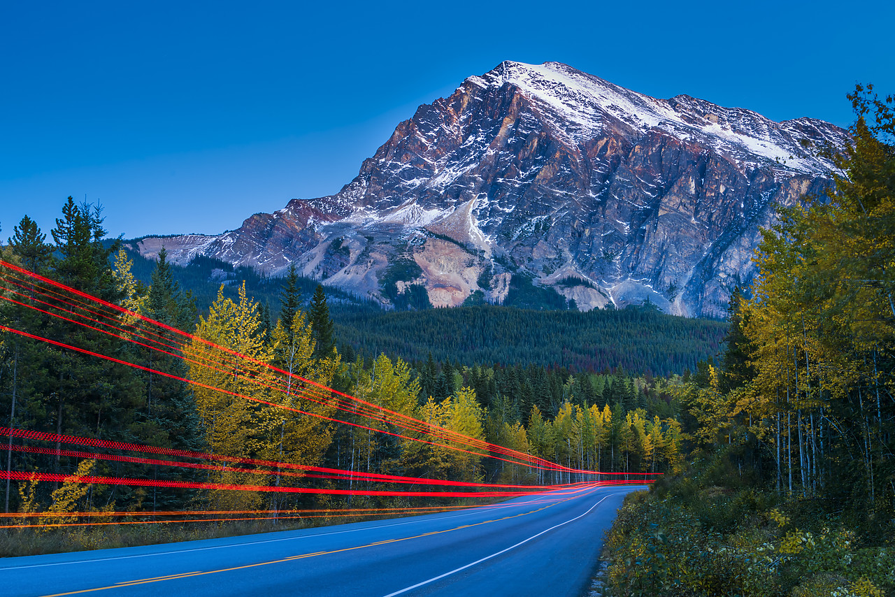 #170373-1 - Light Trails & Mt. Hardisty, Jasper National Park, Alberta, Canada