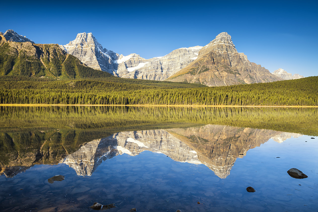 #170374-1 - Howse Peak  and Mount Chephren Reflected in Lower Waterfowl Lake, Banff National Park, Alberta, Canada