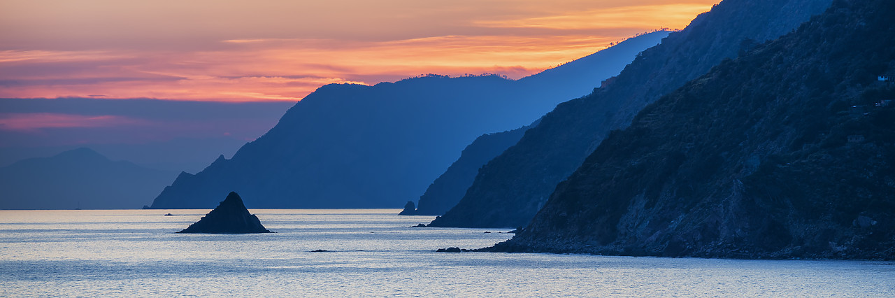 #170398-1 - Coastline at Sunset, Cinque Terre, Liguria, Italy