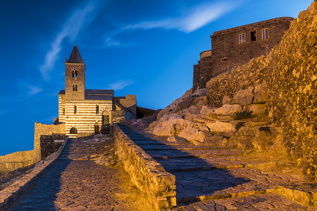 #170404-1 - St. Peter's Church at Night, Portovenere, Liguria, Italy