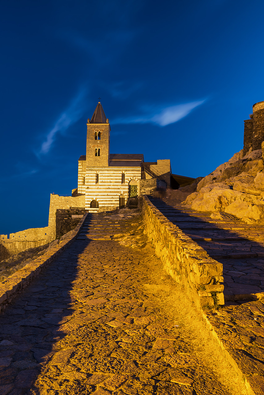 #170404-2 - St. Peter's Church at Night, Portovenere, Liguria, Italy