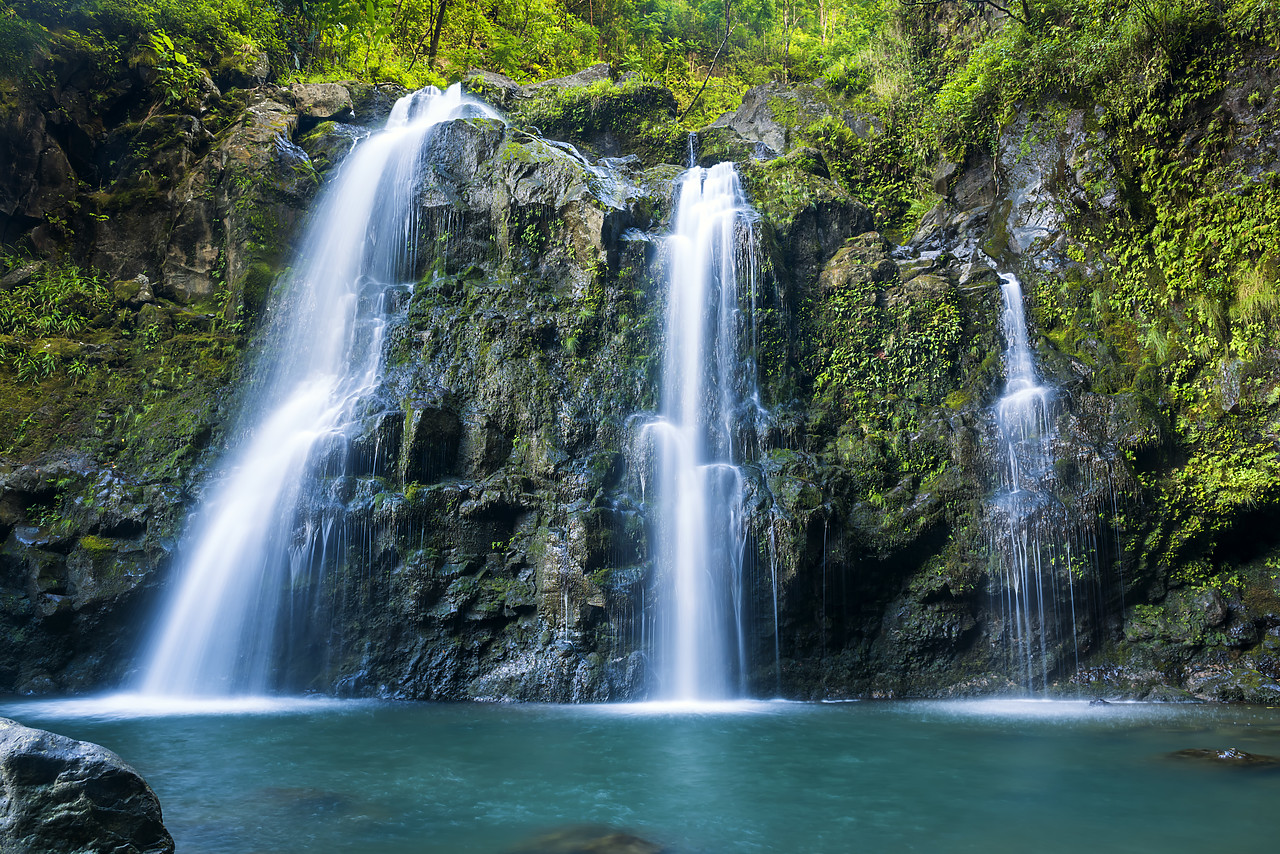 #170420-1 - Three Bears Waterfall, Maui, Hawaii, USA