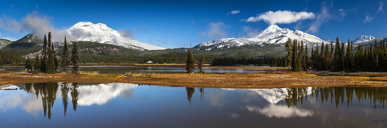 #170512-1 - Snow-covered South Sister and Broken Top Reflecting in Sparks Lake, Oregon, USA