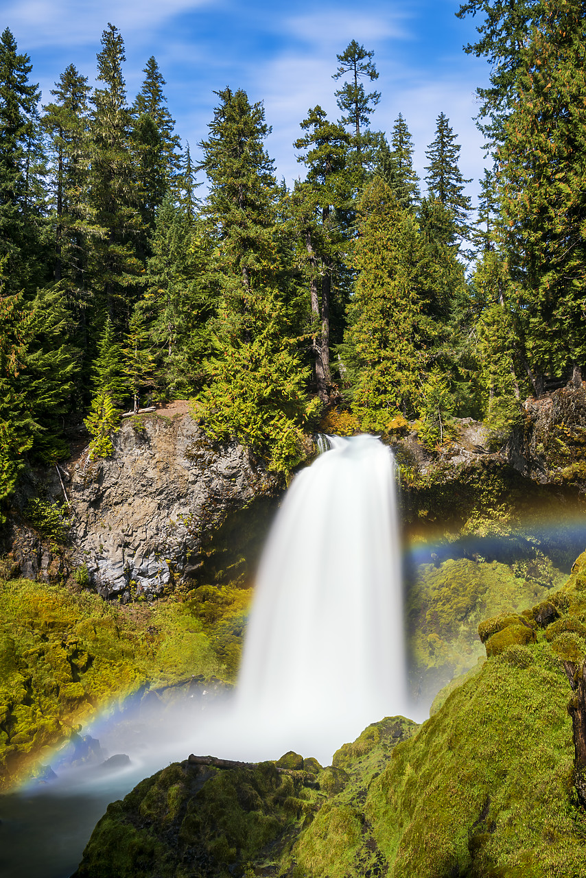 #170521-1 - Sahalie Falls with Rainbow, Willamette National Forest, Oregon, USA