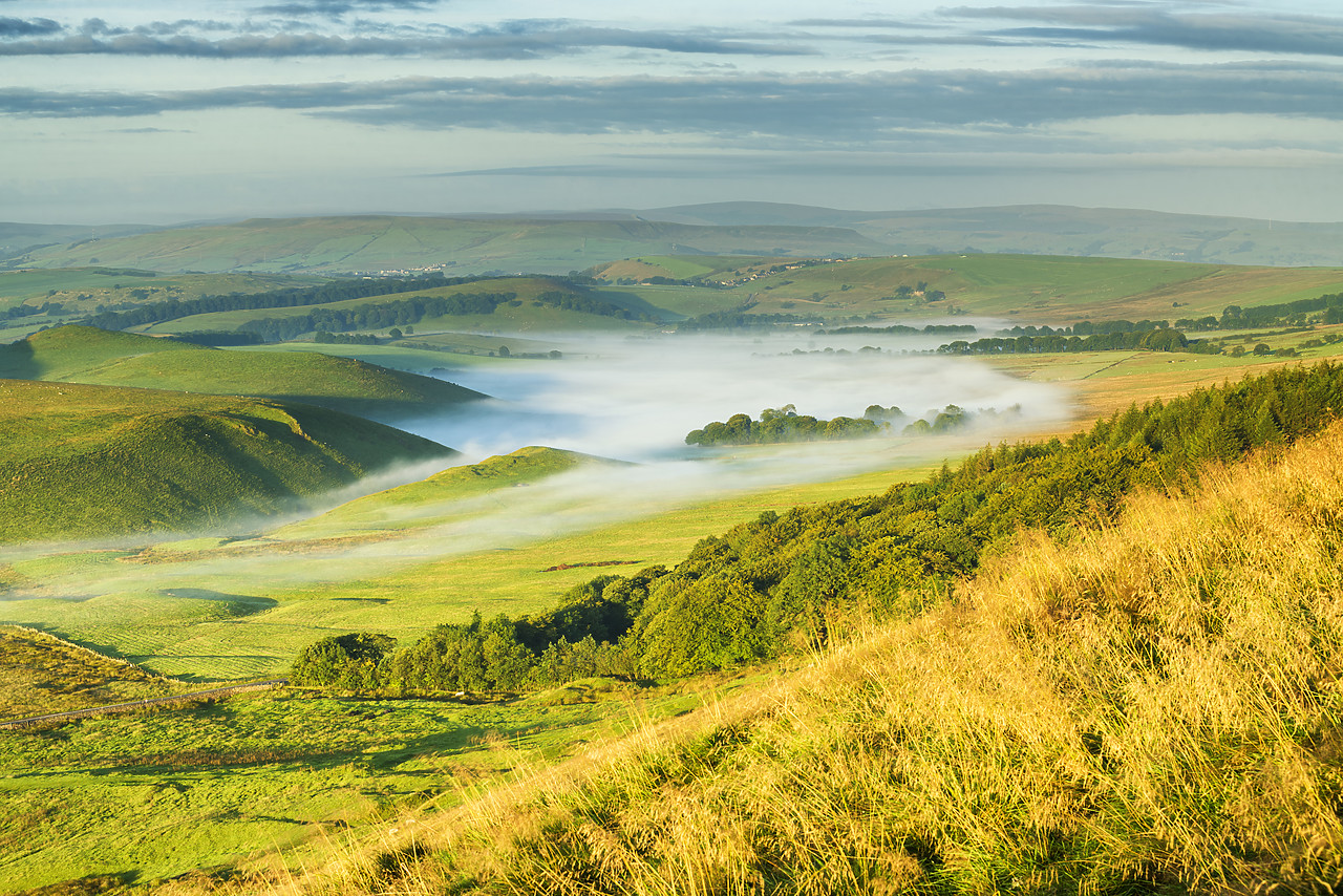 #170626-1 - Misty Valley View from Mam Tor, Peak District National Park, Derbyshire, England