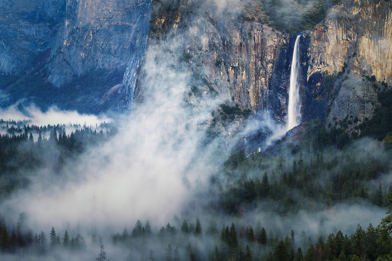 #180012-1 - Bridalveil Falls in Mist, Yosemite National Park, California, USA