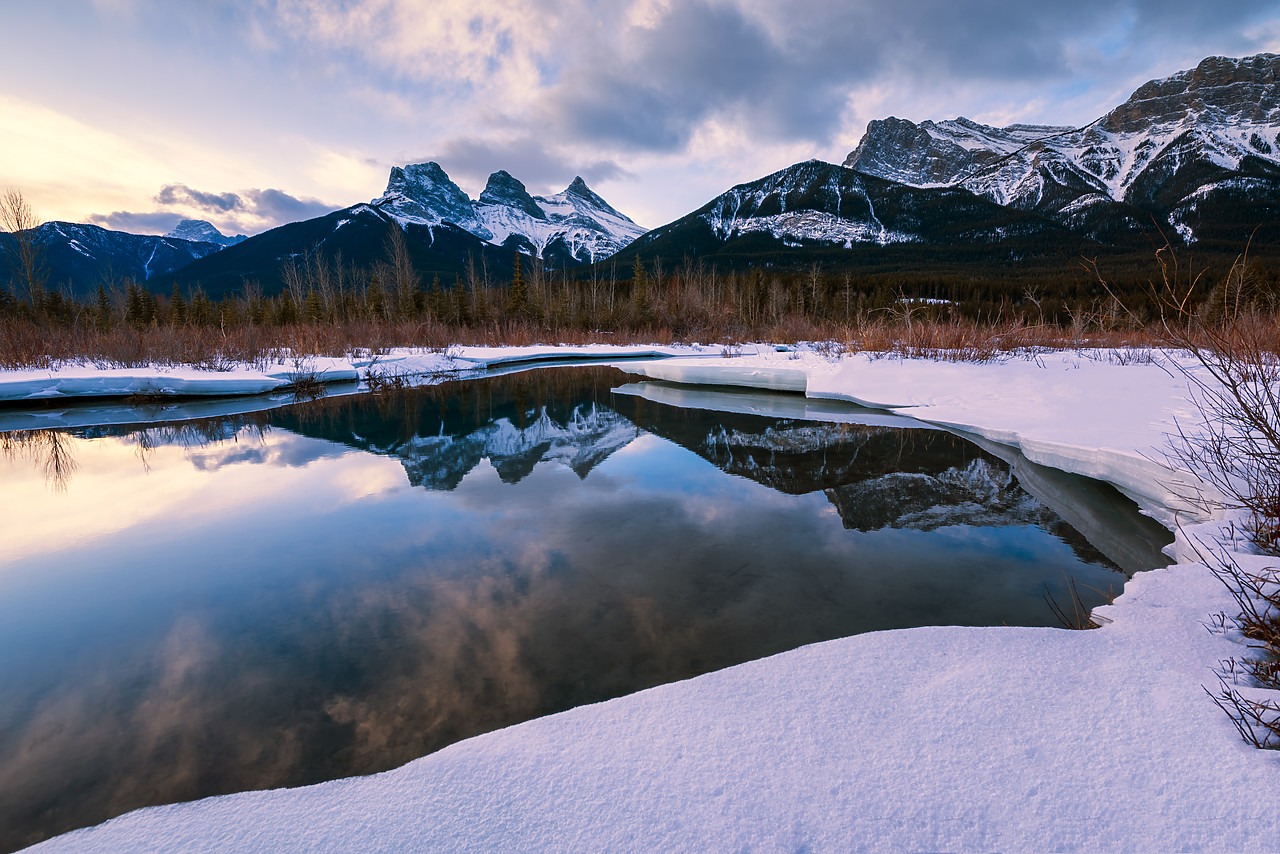 #180077-1 - Three Sisters Reflecting in Bow River, Aberta, Canada