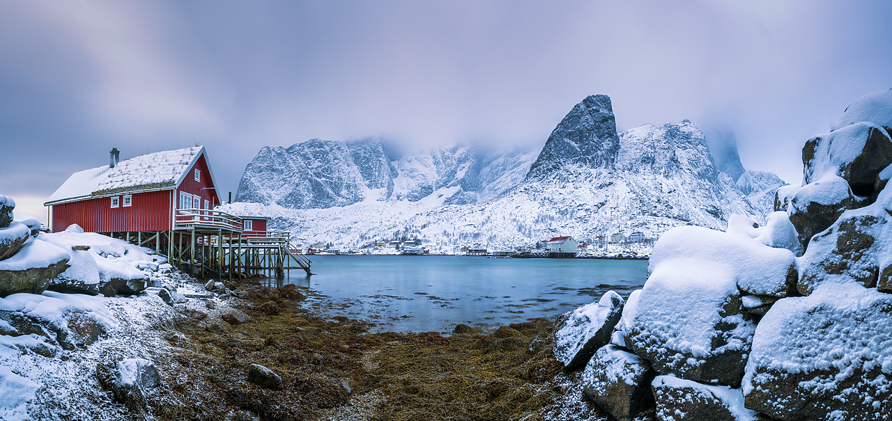 #180082-1 - Red Fishing Cabin overlooking Reine Harbour, Lofoten Islands, Norway