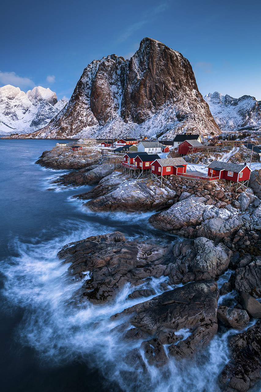 #180098-2 - Red Fishing Cabins at Hamnoy, Lofoten Islands, Norway