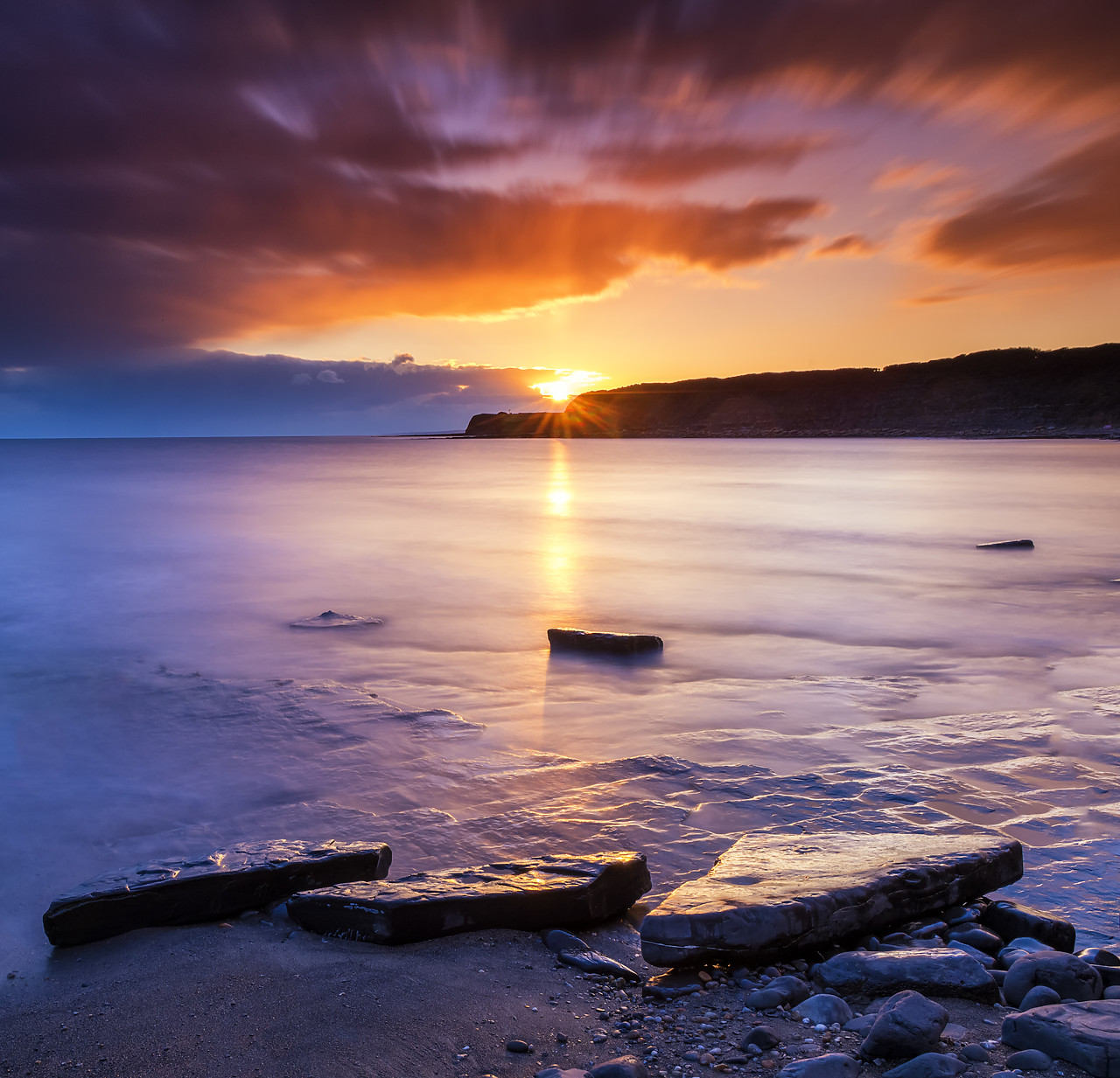 #180131-1 - Kimmeridge Bay at Sunset, Dorset, England