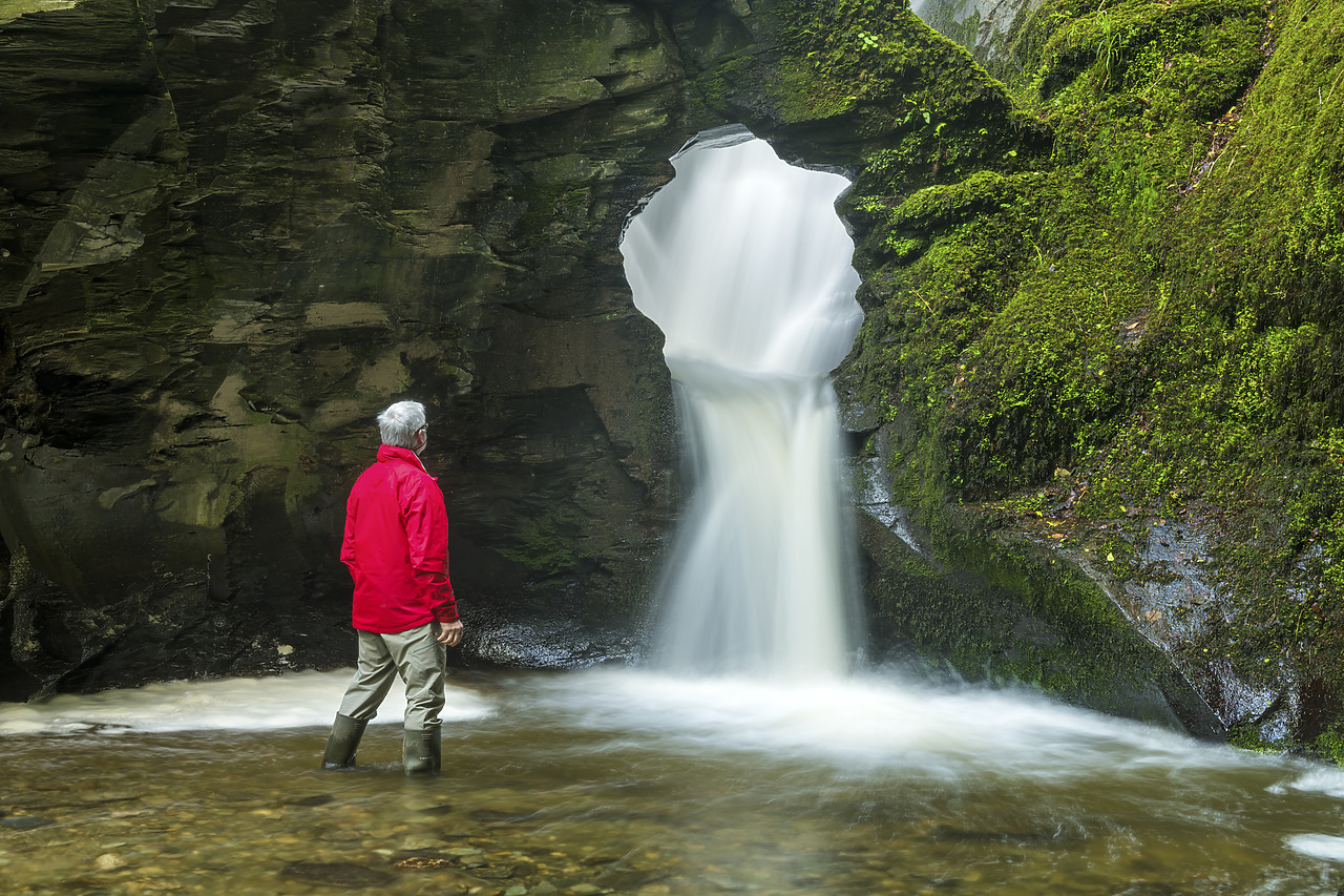 #180180-1 - Man at St. Nectan's Glen, near Tintagel, Cornwall, England