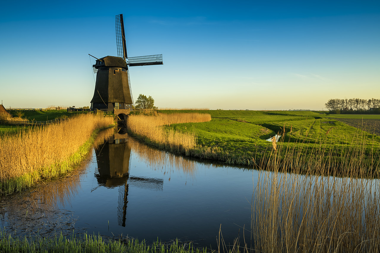 #180352-1 - Windmill Reflecting in Canal, near Schermerhorn, North Holland, Netherlands
