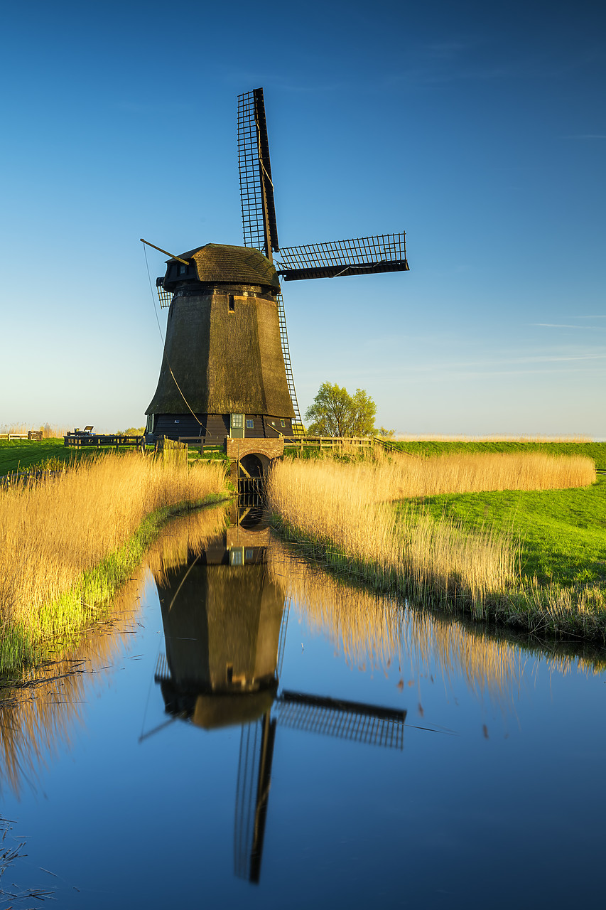 #180352-2 - Windmill Reflecting in Canal, near Schermerhorn, North Holland, Netherlands