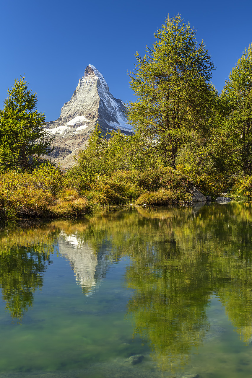 #180427-2 - Matterhorn Reflecting in Grindjisee, Zermatt, Valais Region, Switzerland