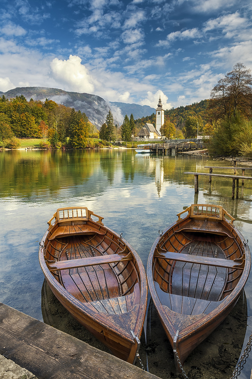 #180453-1 - Boats on Lake Bohinj,  Triglav National Park, Slovenia