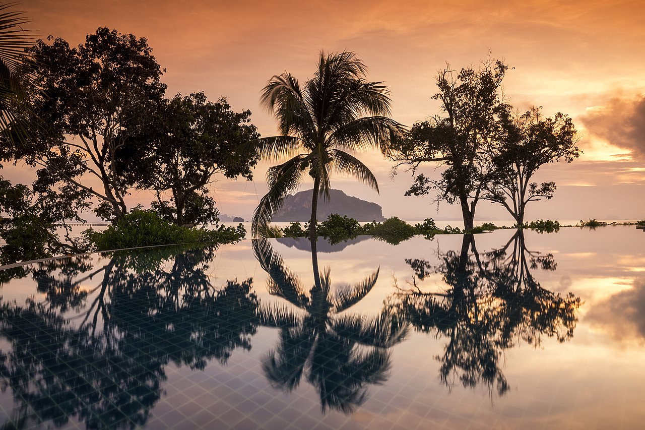 #180513-1 - Pool Reflections at Sunrise, Ko Yao Yai, Phang-nga, Thailand, Asia