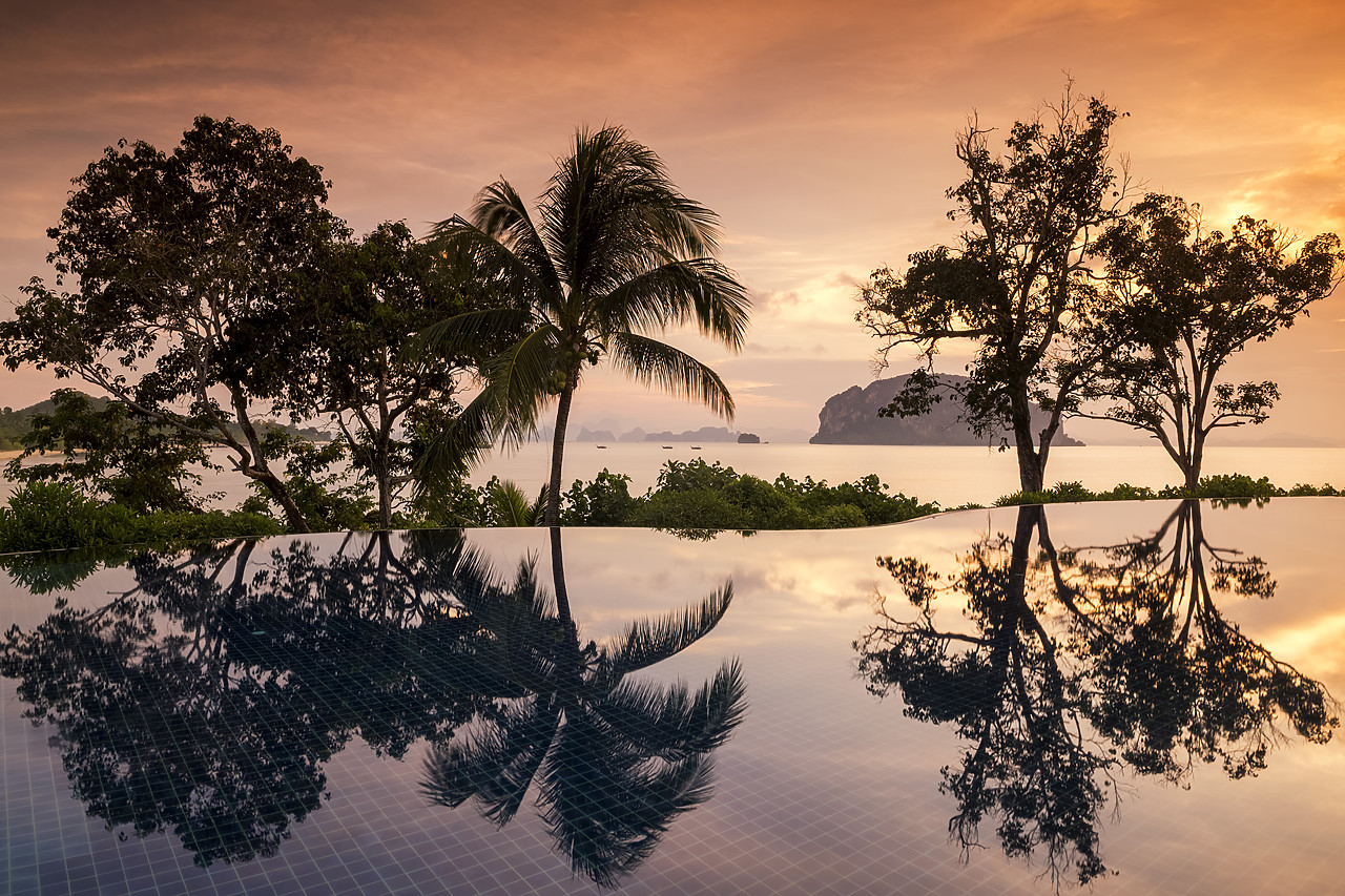 #180514-1 - Pool Reflections at Sunrise, Ko Yao Yai, Phang-nga, Thailand, Asia