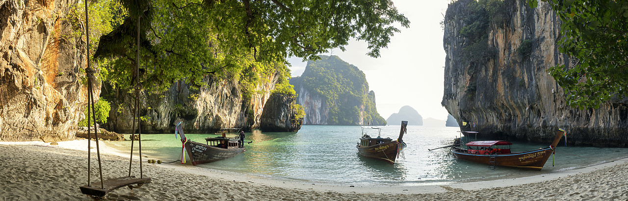 #180516-1 - Longtail Boats in Bay, Andaman Sea, Phang-nga, Thailand, Asia