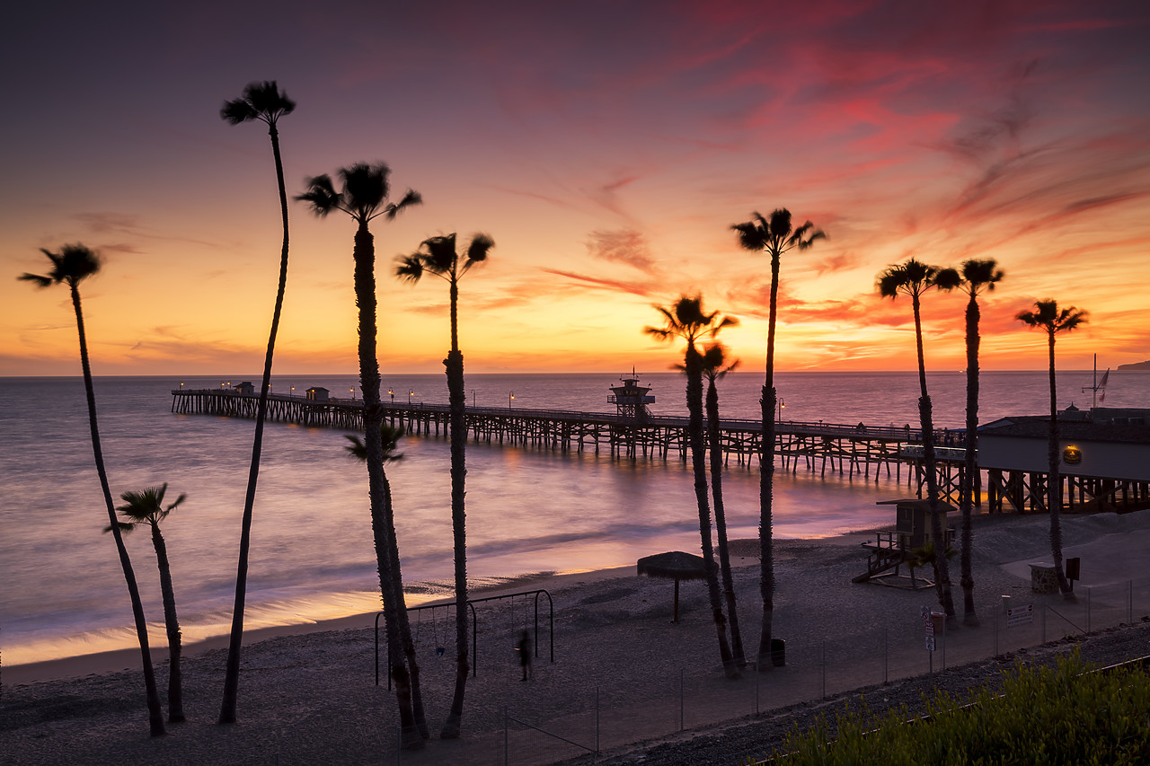 #190138-1 - San Clemente Pier at Sunset, California, USA