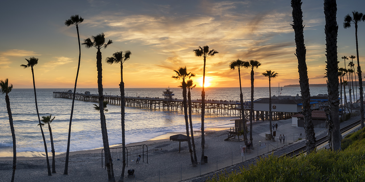 #190139-1 - San Clemente Pier at Sunset, California, USA