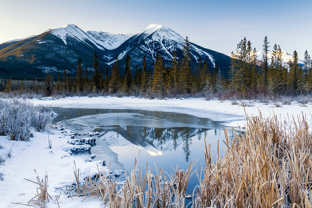 #190201-1 - Vermilion Lake Reflections in Winter, Banff National Park,  Alberta, Canada