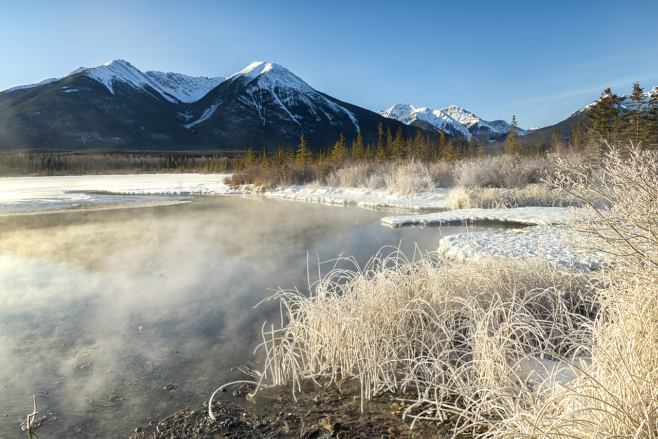 #190204-1 - Mist on Vermilion Lake in Winter, Banff, Alberta, Canada