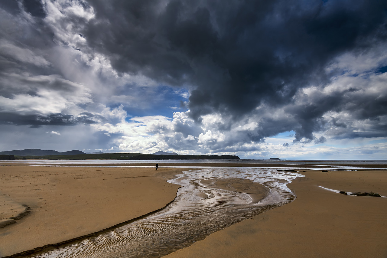 #190329-1 - Person on Five Fingers Beach, Trawbreaga Bay, Inishowen Peninsula, County Donegal, Ireland