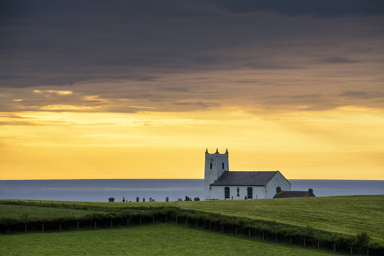 #190338-1 - Ballintoy Church at Sunset, Co. Antrim, Northern Ireland