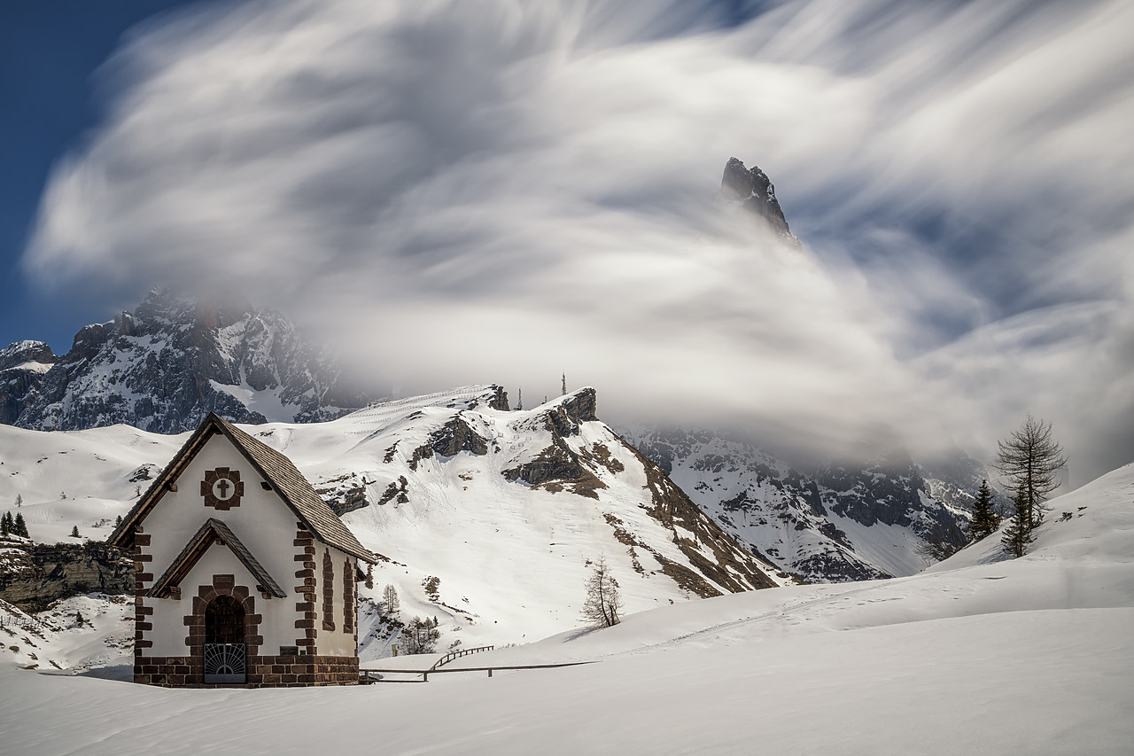 #190353-1 - Chapel & Pala Group in Winter, Dolomites, Trentino, Italy