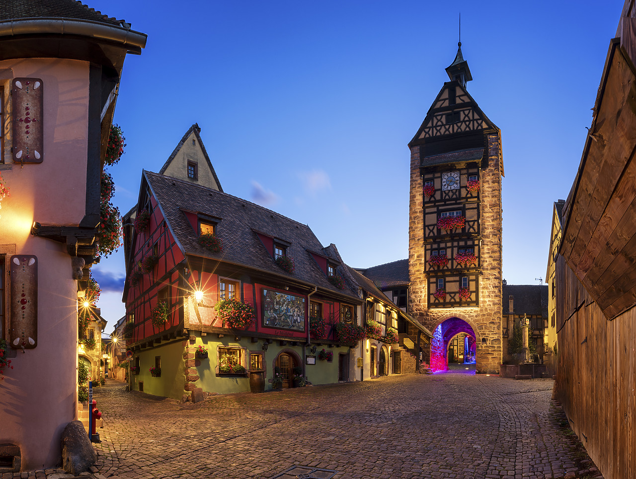 #190558-1 - Riquewihr at Night, Alsace, France