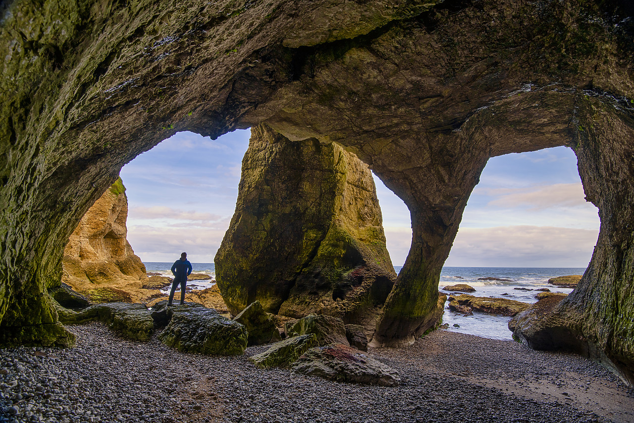 #190609-1 - Man in Cathedral Cave, Co. Antrim, Northern Ireland