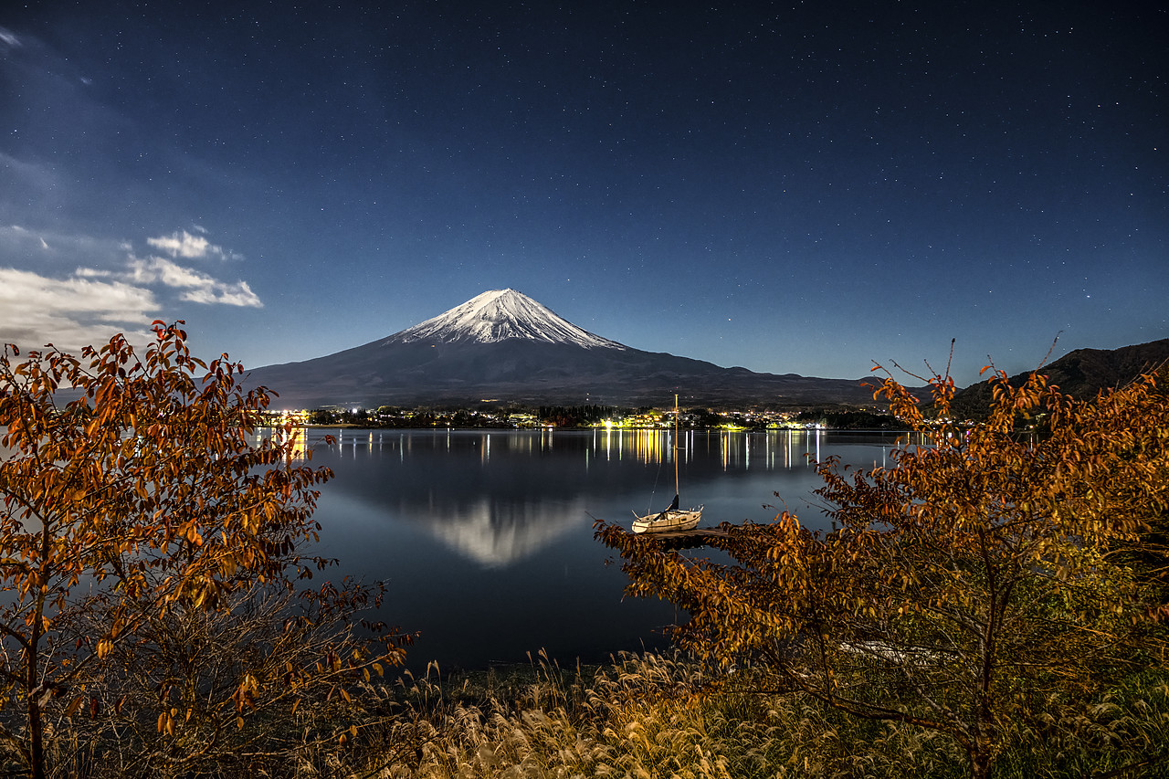 #190618-1 - Mt. Fuji at Night, Lake Kawaguchi, Fuji-Hakone, Japan
